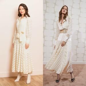 Alexis Juliska Sheer-Paneled Maxi Blazer Dress/Gown NWT White/Ivory Size Small
